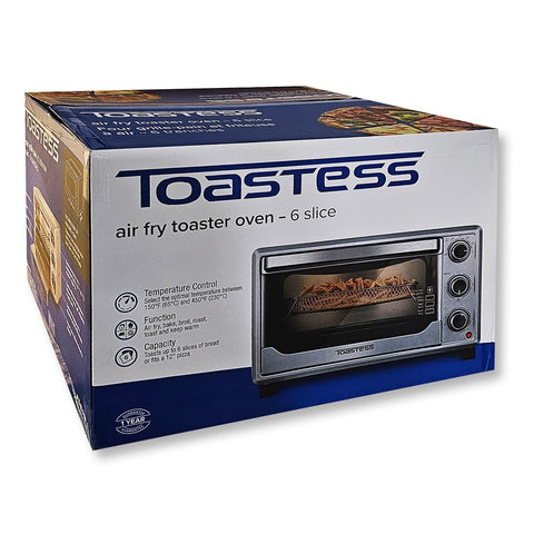 Toastess - Four Grille-Pain et Friteuse à Air, Capacité de 6 Tranches, Température Réglable, Acier Inoxydable