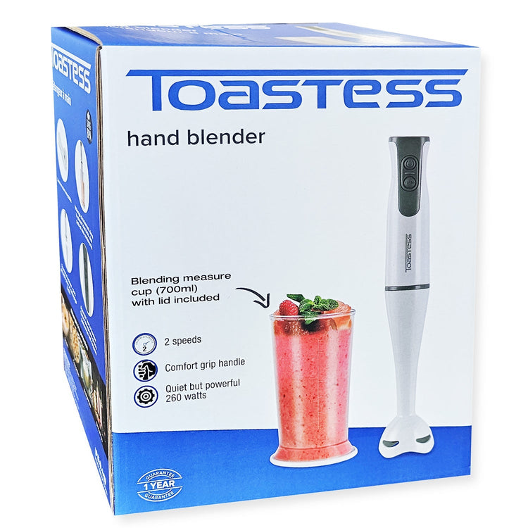 Toastess - Mélangeur à Main avec Tasse à Mesurer 700ml, 2 Vitesses, 260 Watts, Blanc - Simple Boutique