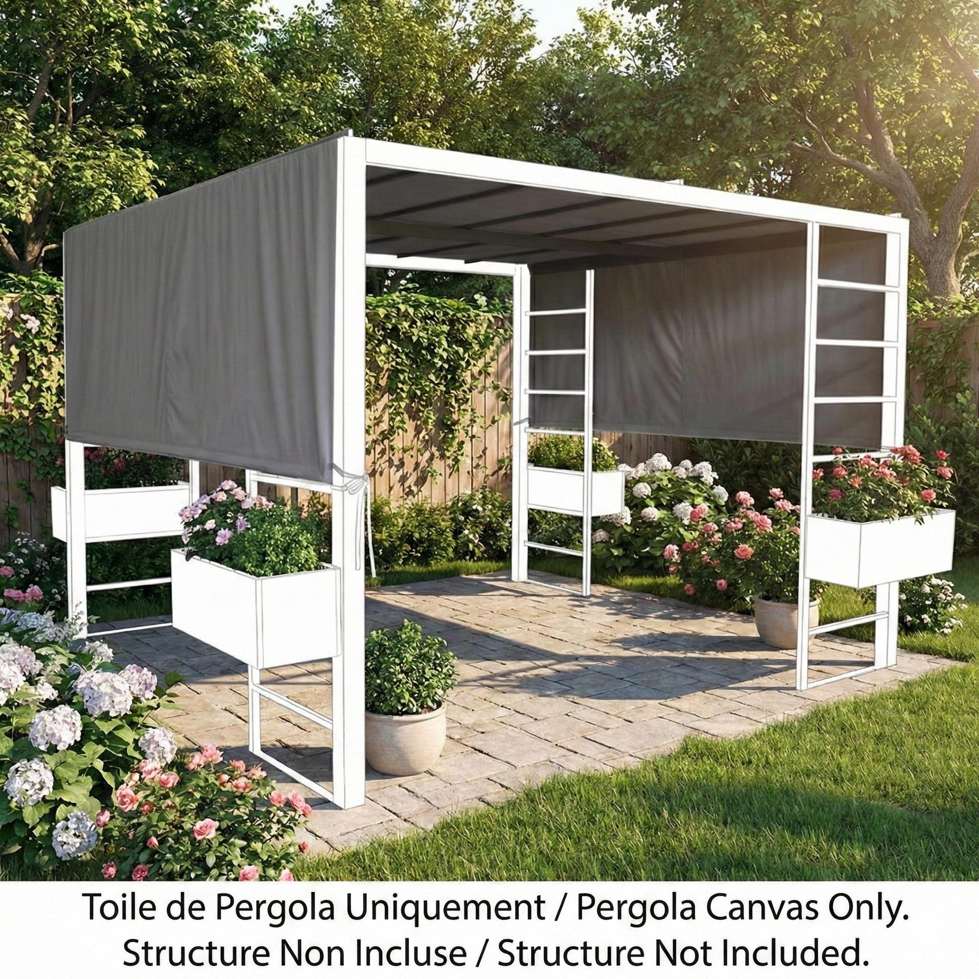Toile pour Pergola 10' x 12' Pallazo, 220"x114", Tissu en Polyester, Gris (Toile Seulement) - Simple Boutique