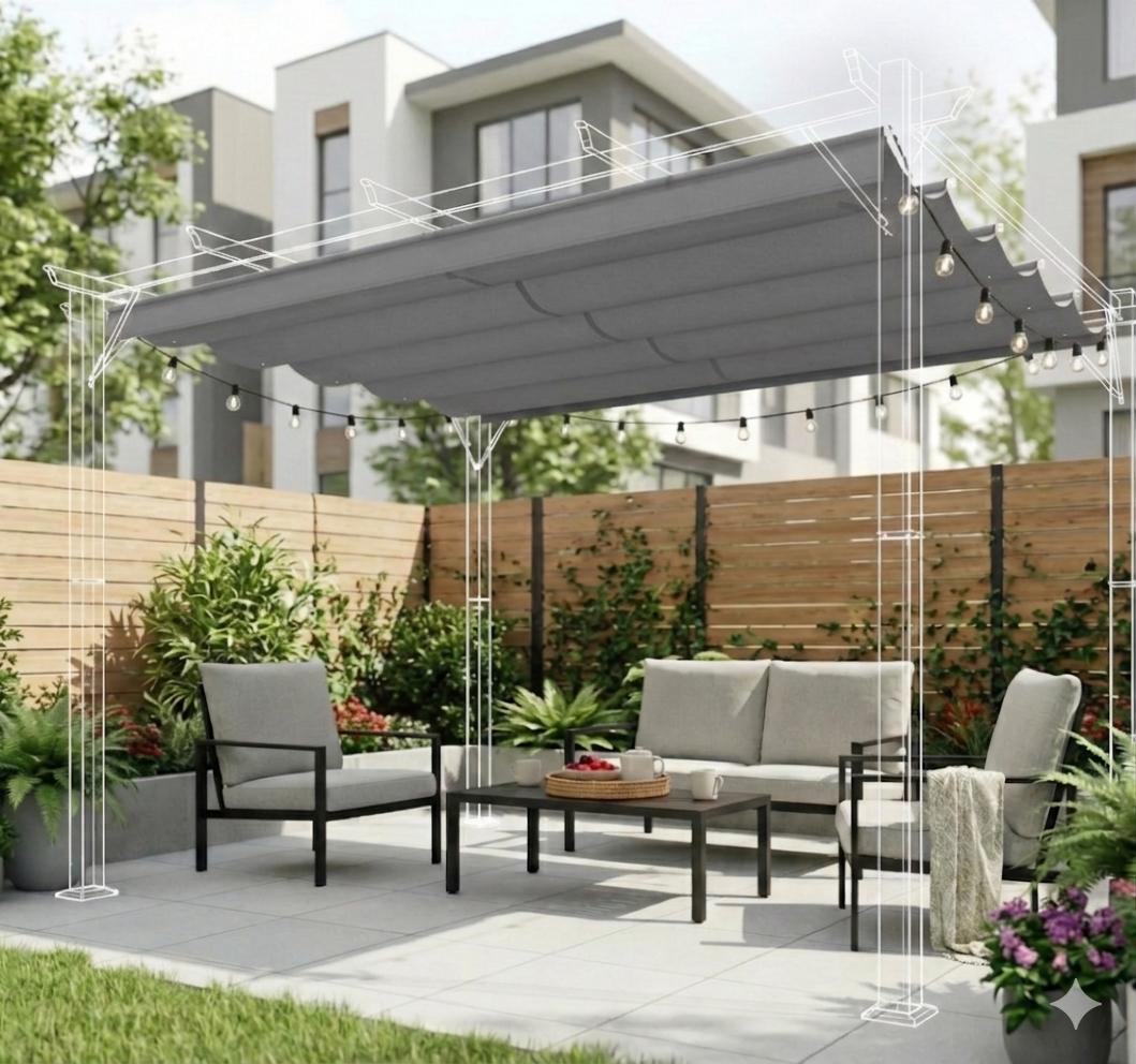 Toile pour Pergola San Luis 10' x 12', Tissu en Polyester, Gris (Toile Seulement) - Simple Boutique