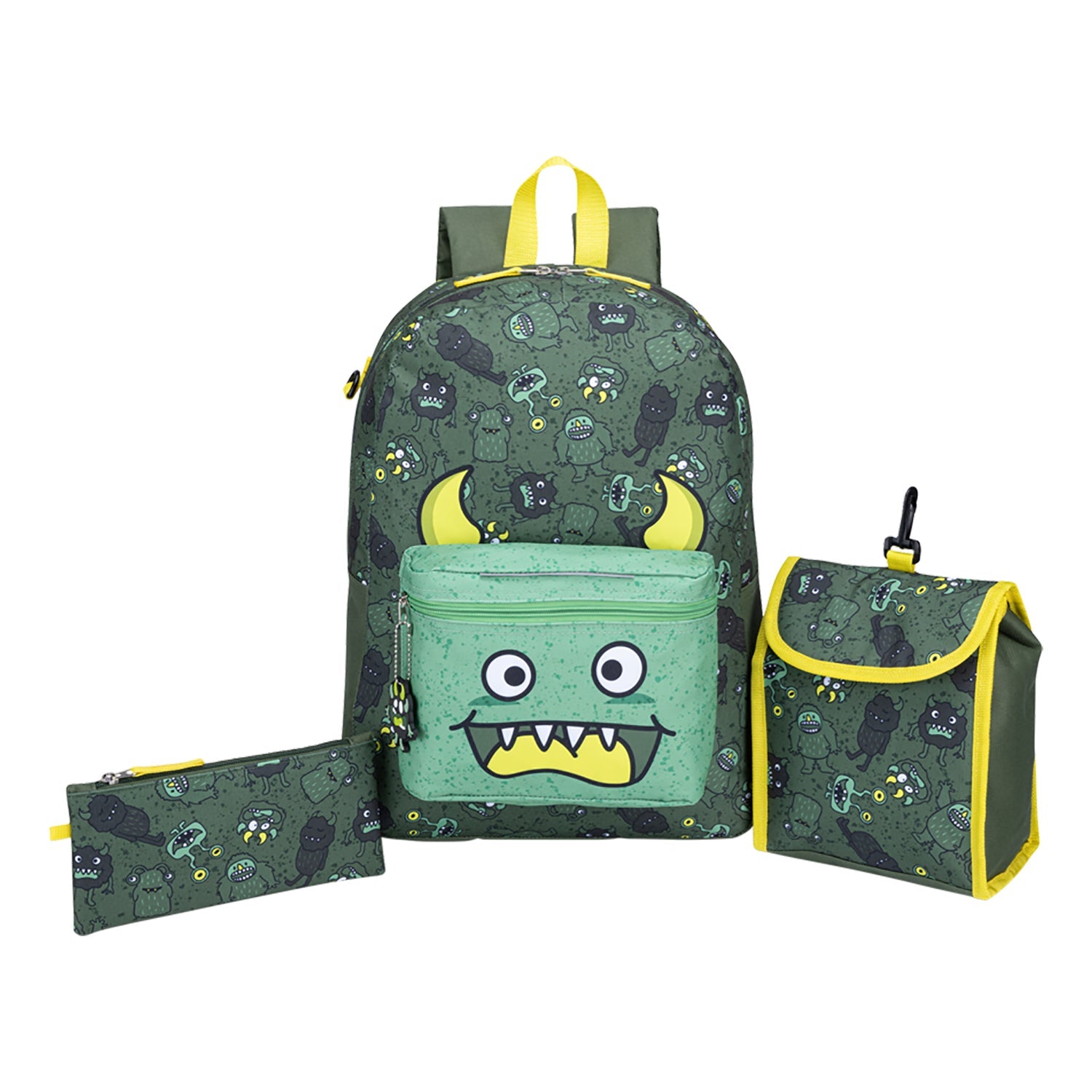Trailblazer - Ensemble Sac à Dos, Sac à Lunch et Étui à Crayon, Capacité de 23.5 Litres, Motif Monstre - Simple Boutique