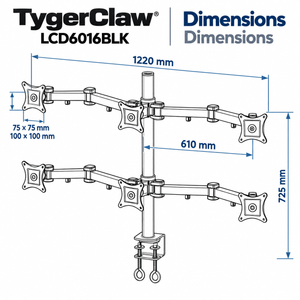 TygerClaw Support de bureau pour 6 moniteurs de 13 à 24 po, bras articulés - Simple Boutique
