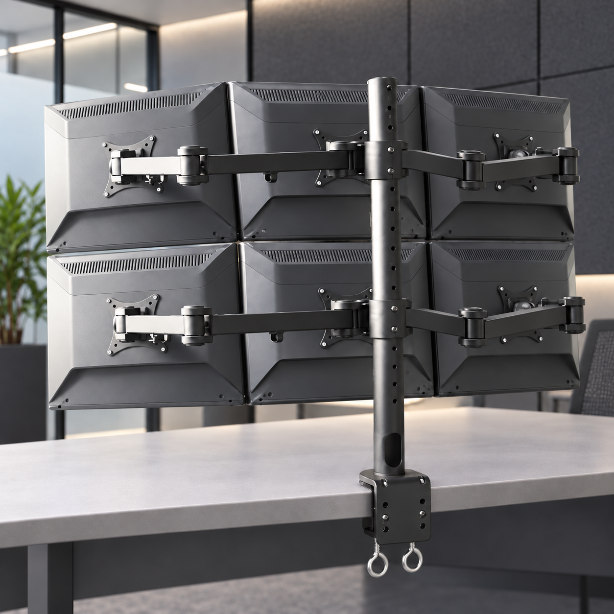 TygerClaw Support de bureau pour 6 moniteurs de 13 à 24 po, bras articulés - Simple Boutique