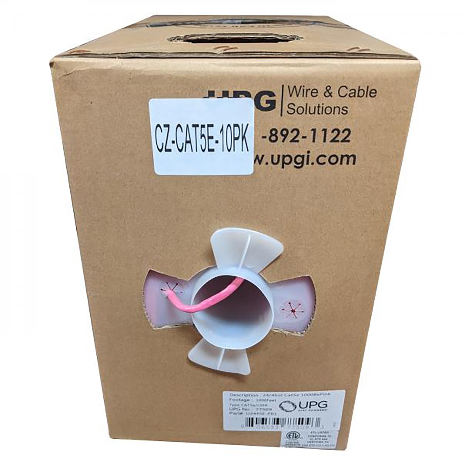UPG - Câble Réseau Solide UTP Cat5e, 350MHz, Longueur de 1000 Pieds, FT4/CMR, Rose - Simple Boutique