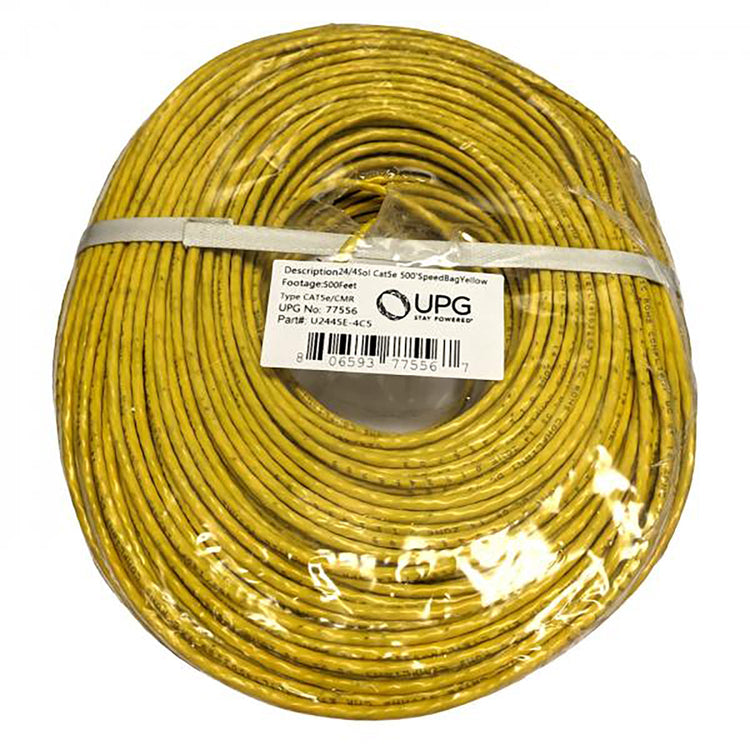 UPG - Câble Réseau Solide UTP Cat5e, 350MHz, Longueur de 500 Pieds, FT4/CMR, Jaune - Simple Boutique