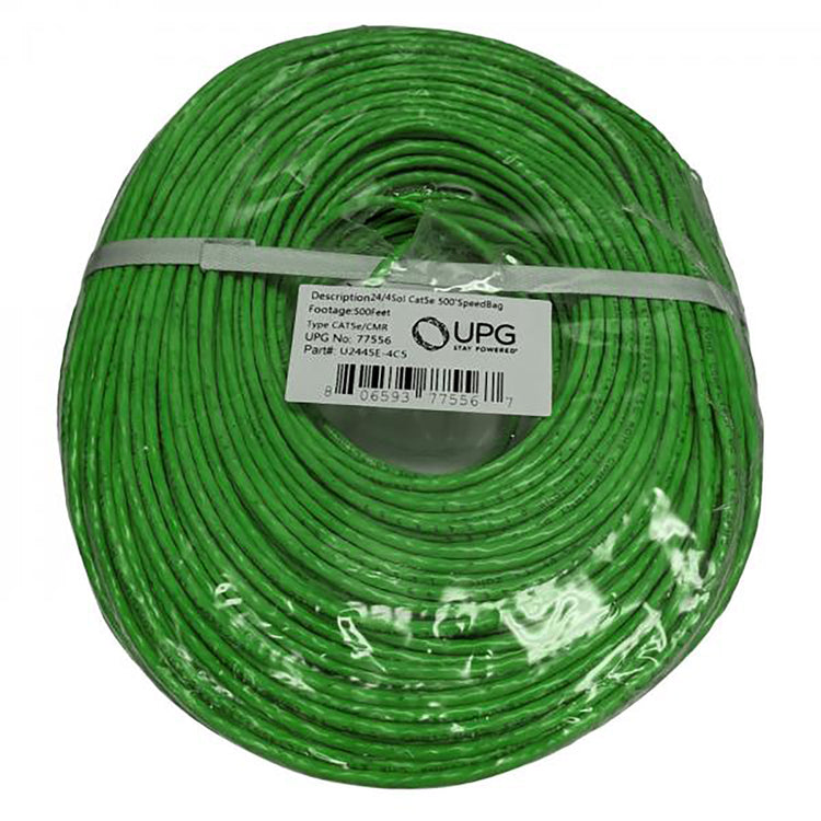 UPG - Câble Réseau Solide UTP Cat5e, 350MHz, Longueur de 500 Pieds, FT4/CMR, Vert - Simple Boutique