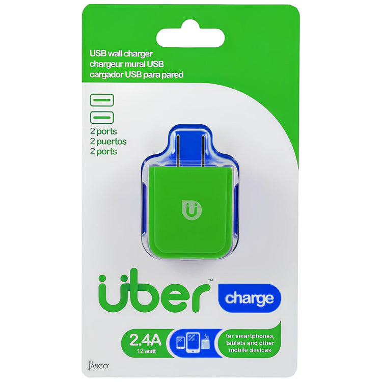 Uber Charge – Chargeur mural 2 ports USB 2.4A - Vert - Simple Boutique