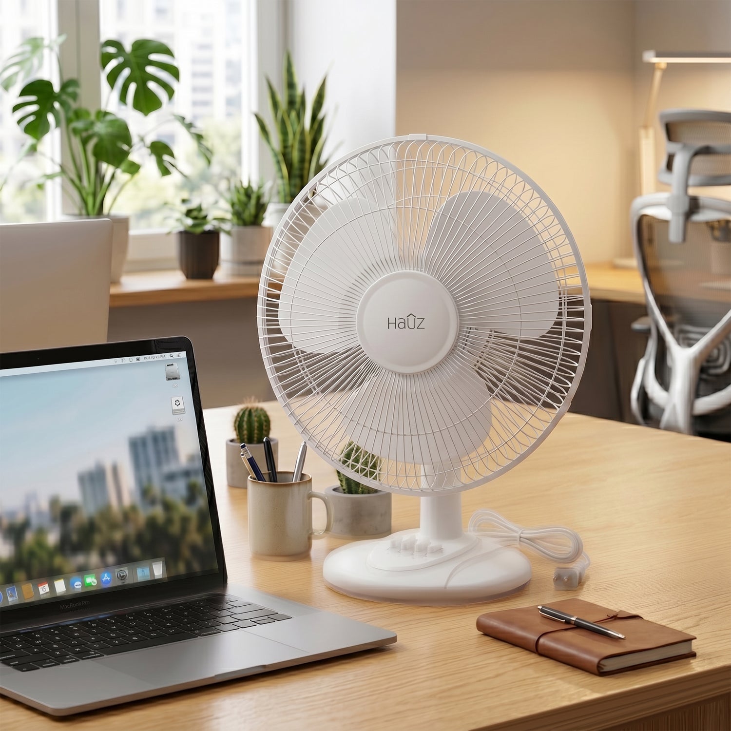 Ventilateur Oscillant Silencieux 12 po pour Table et Bureau - 3 Vitesses, Blanc - Simple Boutique