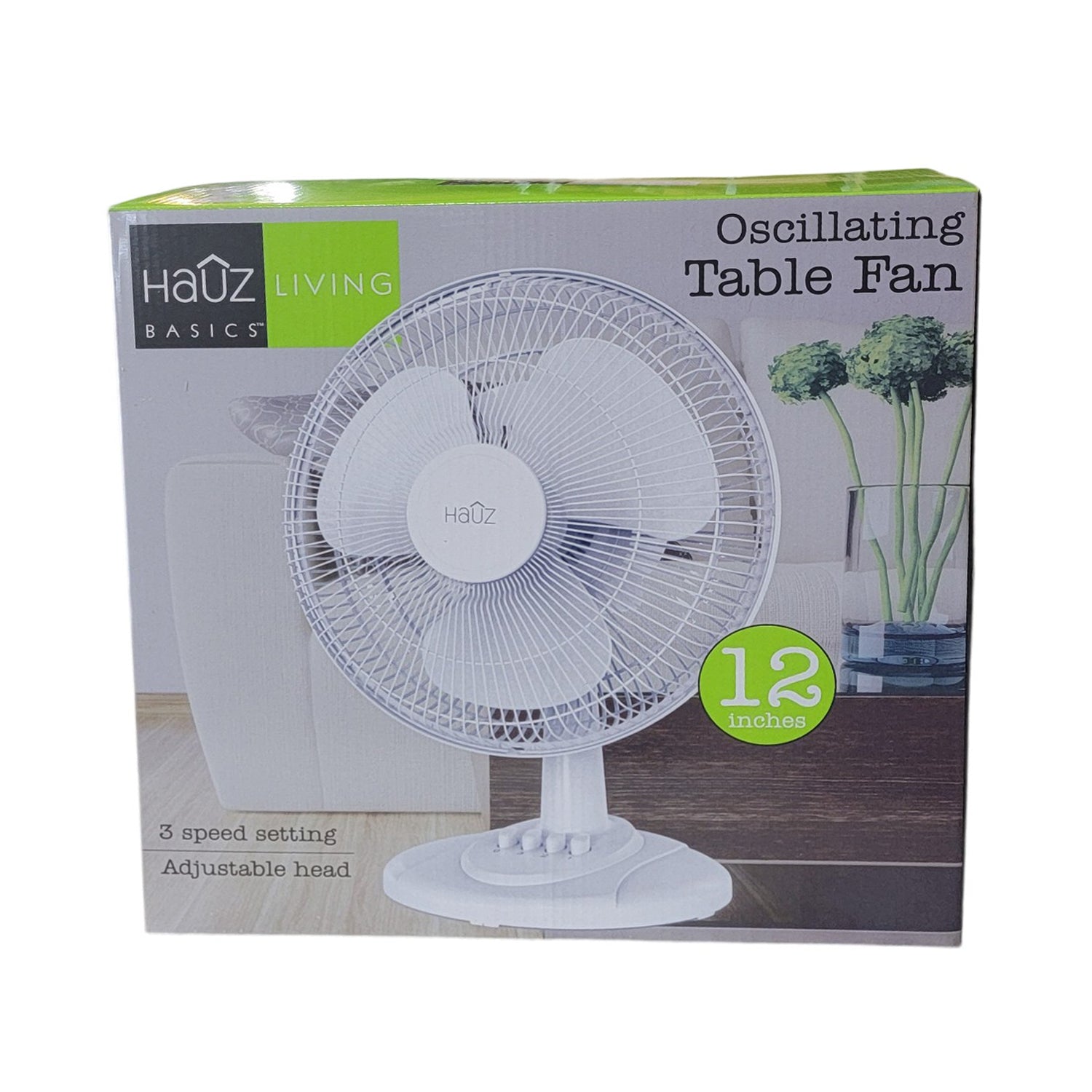 Ventilateur Oscillant Silencieux 12 po pour Table et Bureau - 3 Vitesses, Blanc - Simple Boutique