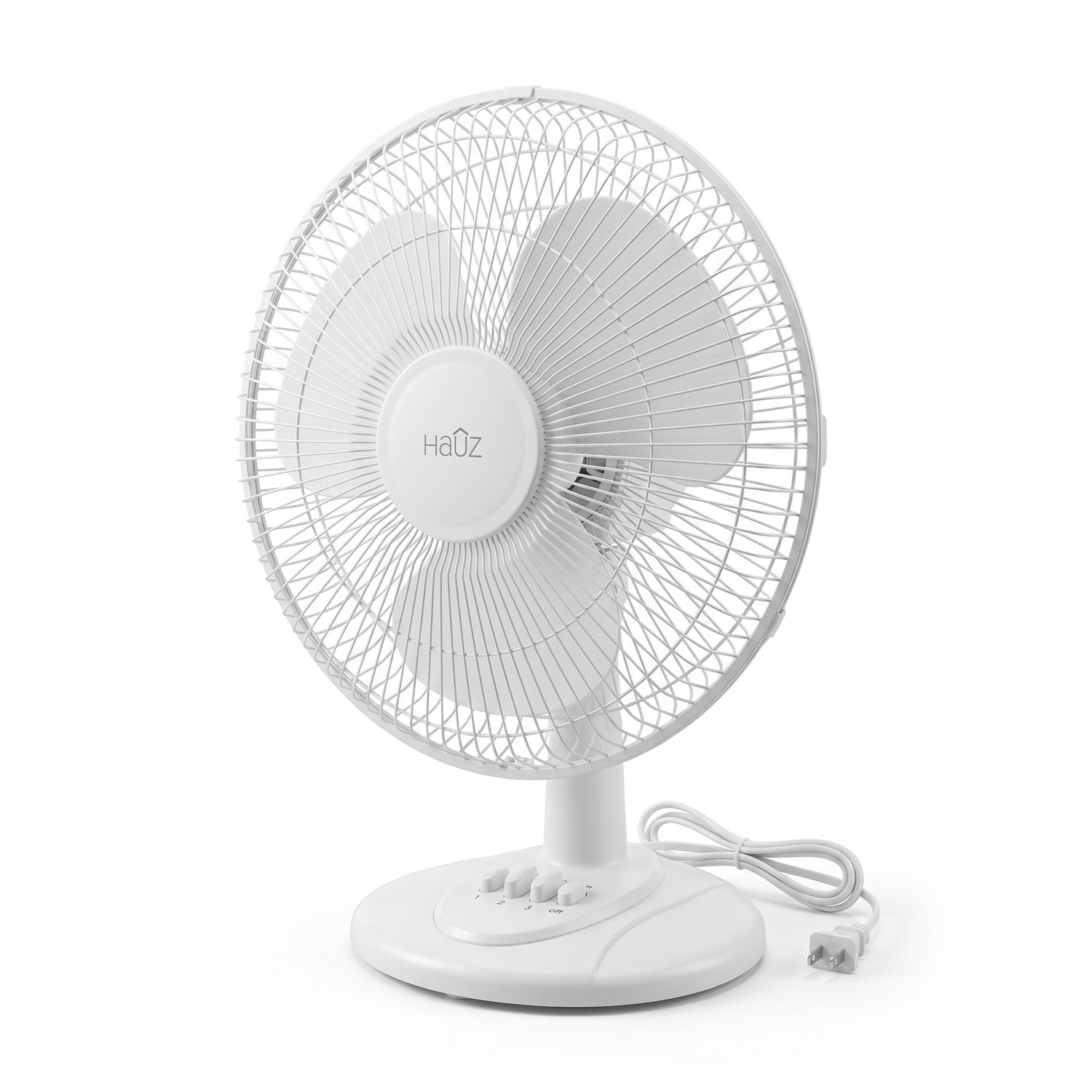 Ventilateur Oscillant Silencieux 12 po pour Table et Bureau - 3 Vitesses, Blanc - Simple Boutique