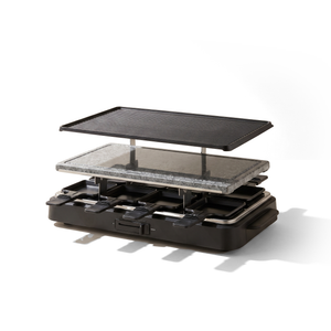 VerAroma Appareil à raclette et grill électrique 2-en-1 avec pierre et plaque réversible, 8 poêlons - Simple Boutique