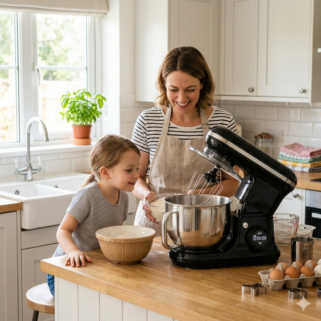 VerAroma Batteur sur socle avec écran tactile numérique à DEL - 650 W, 8 vitesses, bol en acier inoxydable de 5 L - Simple Boutique