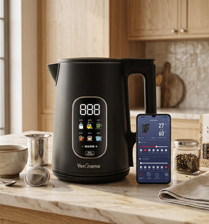VerAroma Bouilloire électrique intelligente Wi-Fi à double paroi avec écran numérique couleur, 1,7 L, noir - Simple Boutique