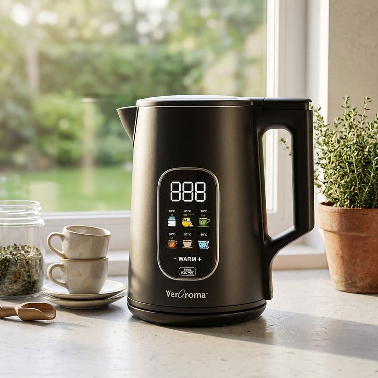 VerAroma Bouilloire électrique intelligente Wi-Fi à double paroi avec écran numérique couleur, 1,7 L, noir - Simple Boutique