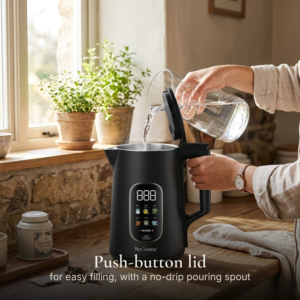 VerAroma Bouilloire électrique intelligente Wi-Fi à double paroi avec écran numérique couleur, 1,7 L, noir - Simple Boutique
