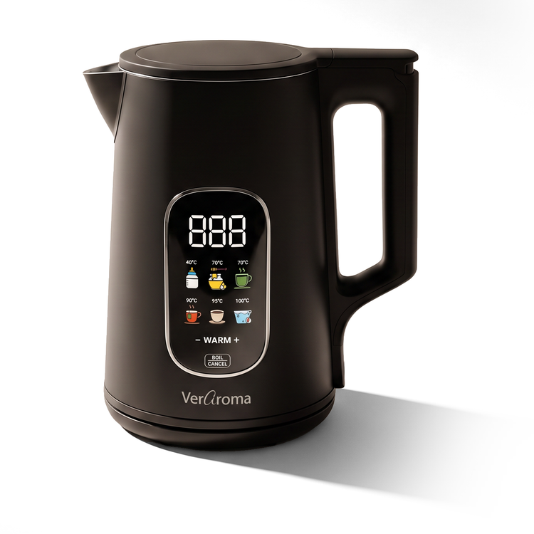 VerAroma Bouilloire électrique intelligente Wi-Fi à double paroi avec écran numérique couleur, 1,7 L, noir - Simple Boutique