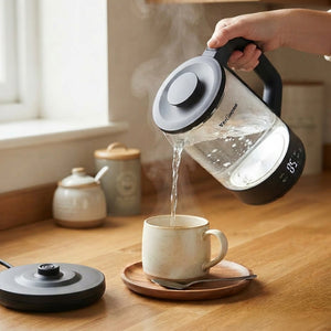 VerAroma Bouilloire électrique intelligente Wi-Fi en verre et acier inoxydable avec indicateurs DEL de température à 4 couleurs, 1,8 L - Simple Boutique