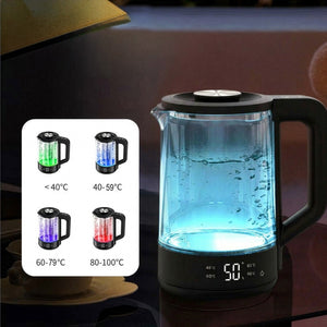 VerAroma Bouilloire électrique intelligente Wi-Fi en verre et acier inoxydable avec indicateurs DEL de température à 4 couleurs, 1,8 L - Simple Boutique