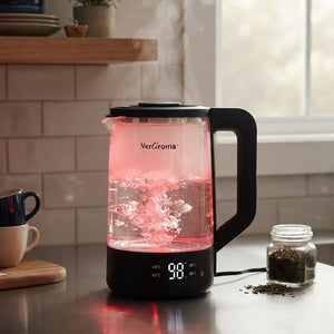 VerAroma Bouilloire électrique intelligente Wi-Fi en verre et acier inoxydable avec indicateurs DEL de température à 4 couleurs, 1,8 L - Simple Boutique