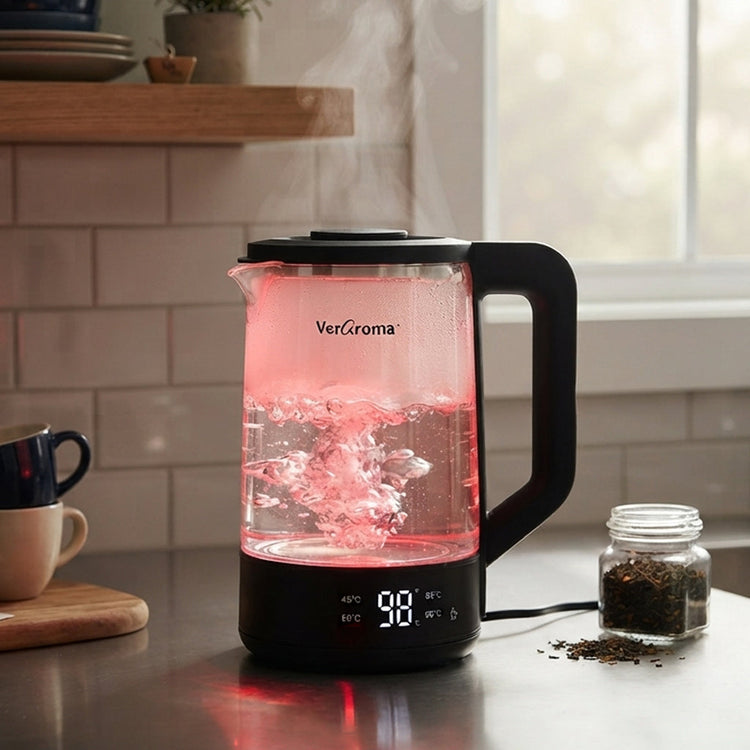 VerAroma Bouilloire électrique intelligente Wi-Fi en verre et acier inoxydable avec indicateurs DEL de température à 4 couleurs, 1,8 L - Simple Boutique