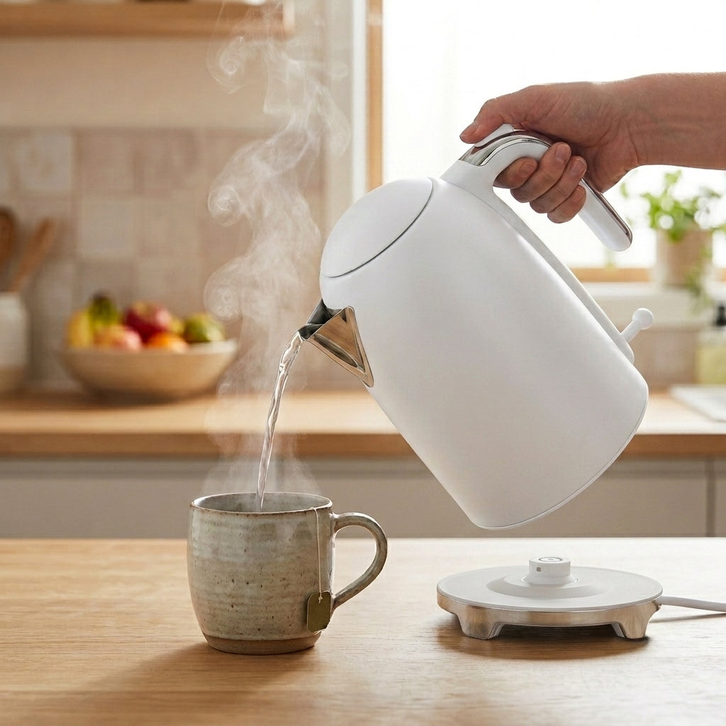 VerAroma Bouilloire électrique mince en acier inoxydable - 1,7 L, blanche - Simple Boutique