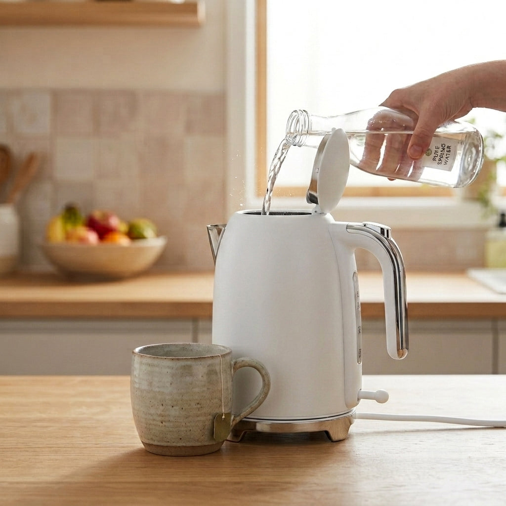 VerAroma Bouilloire électrique mince en acier inoxydable - 1,7 L, blanche - Simple Boutique