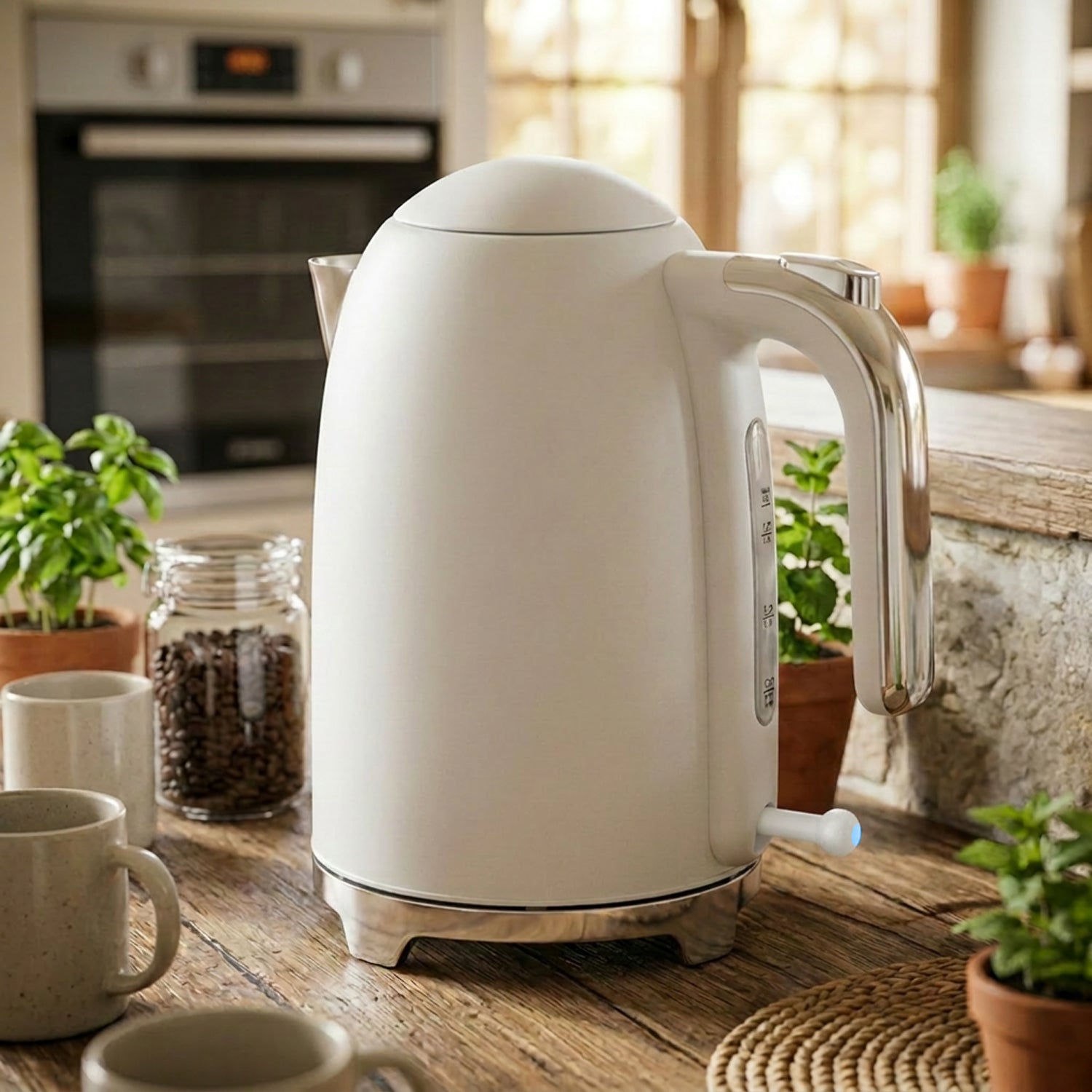 VerAroma Bouilloire électrique mince en acier inoxydable - 1,7 L, blanche - Simple Boutique