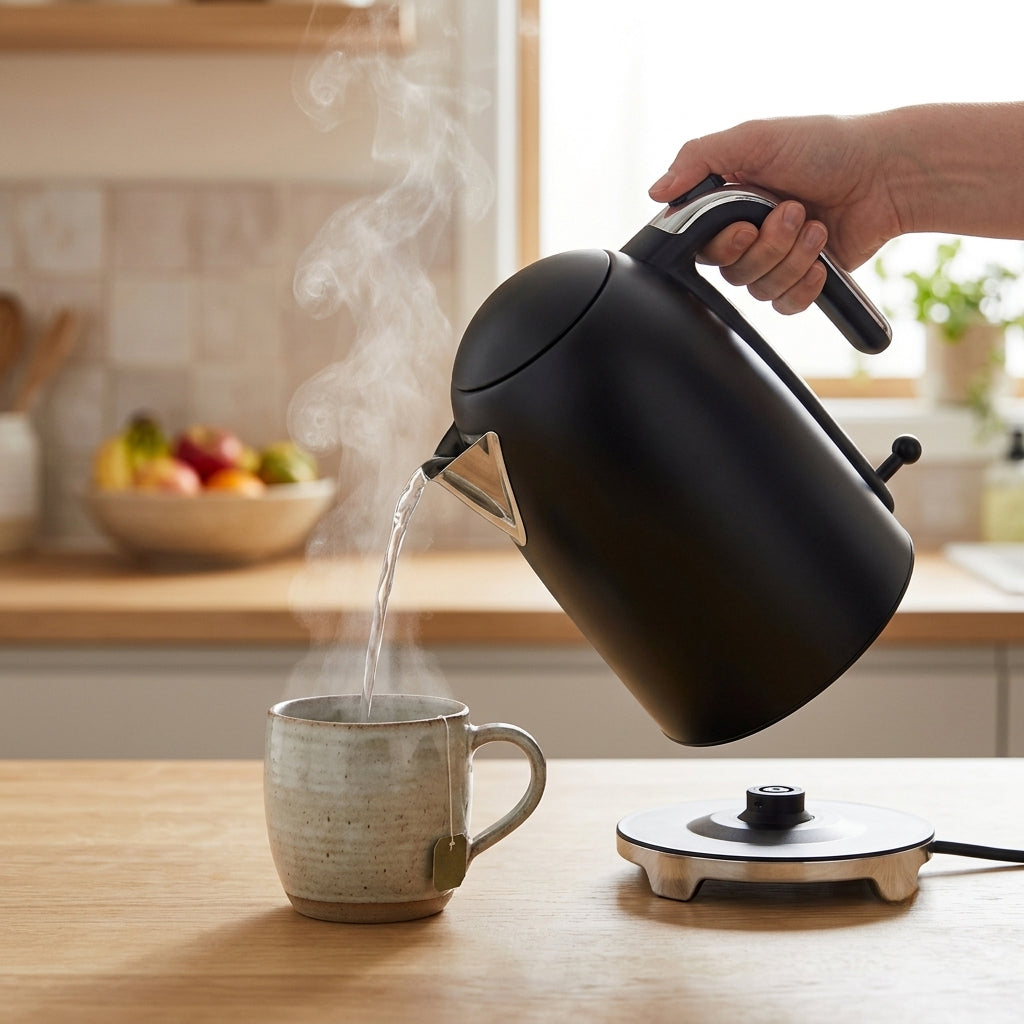 VerAroma Bouilloire électrique mince en acier inoxydable - 1,7 L, noire - Simple Boutique