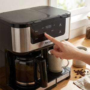 VerAroma Cafetière numérique à double infusion - carafe de 12 tasses et tasse individuelle, 1,8 L - Simple Boutique