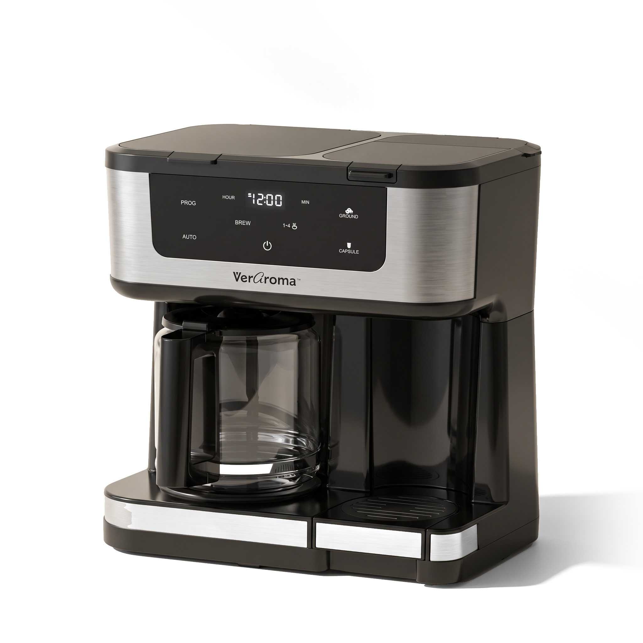 VerAroma Cafetière numérique à double infusion - carafe de 12 tasses et tasse individuelle, 1,8 L - Simple Boutique