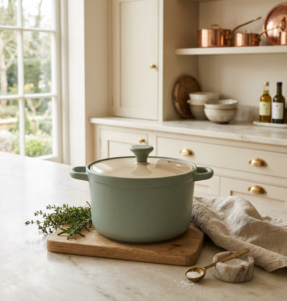 VerAroma Cocotte antiadhésive en aluminium moulé sous pression avec couvercle en verre - 28 cm, 7.5 L - Simple Boutique