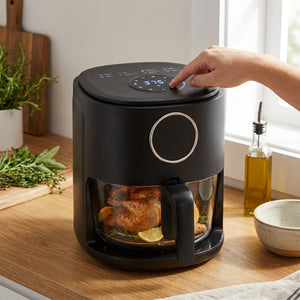 VerAroma Friteuse à air numérique avec panier en verre trempé, 4 L, noire - Simple Boutique
