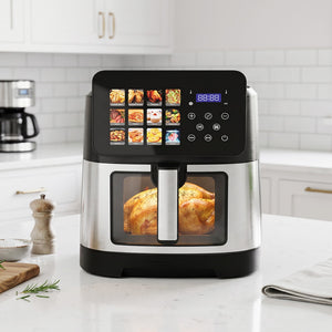 VerAroma Friteuse à air numérique en acier inoxydable avec écran tactile couleur haute résolution et 12 fonctions de cuisson, 10 L - Simple Boutique