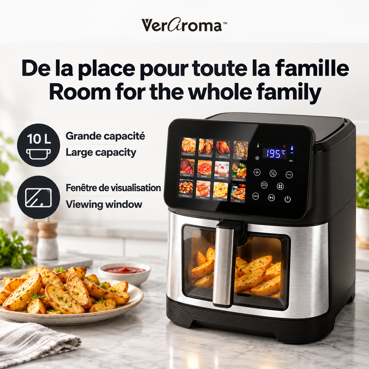Friteuse à air 10 L et fenêtre de visualisation / 10 L air fryer with viewing window