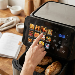 VerAroma Friteuse à air numérique en acier inoxydable avec écran tactile couleur haute résolution et 12 fonctions de cuisson, 10 L - Simple Boutique