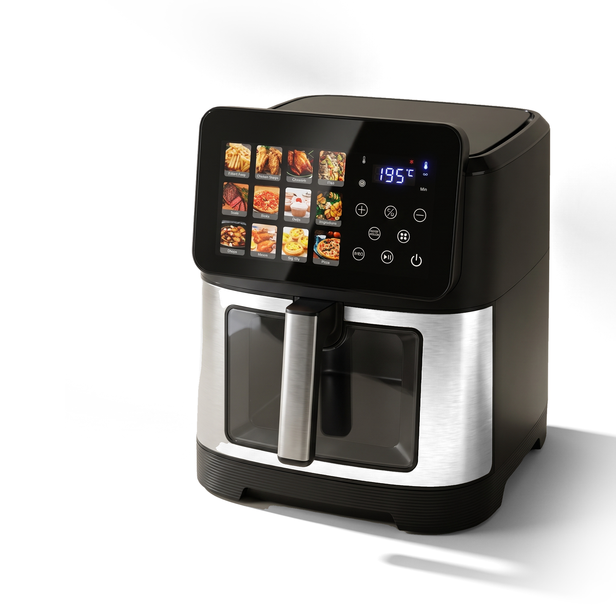 VerAroma Friteuse à air numérique en acier inoxydable avec écran tactile couleur haute résolution et 12 fonctions de cuisson, 10 L - Simple Boutique