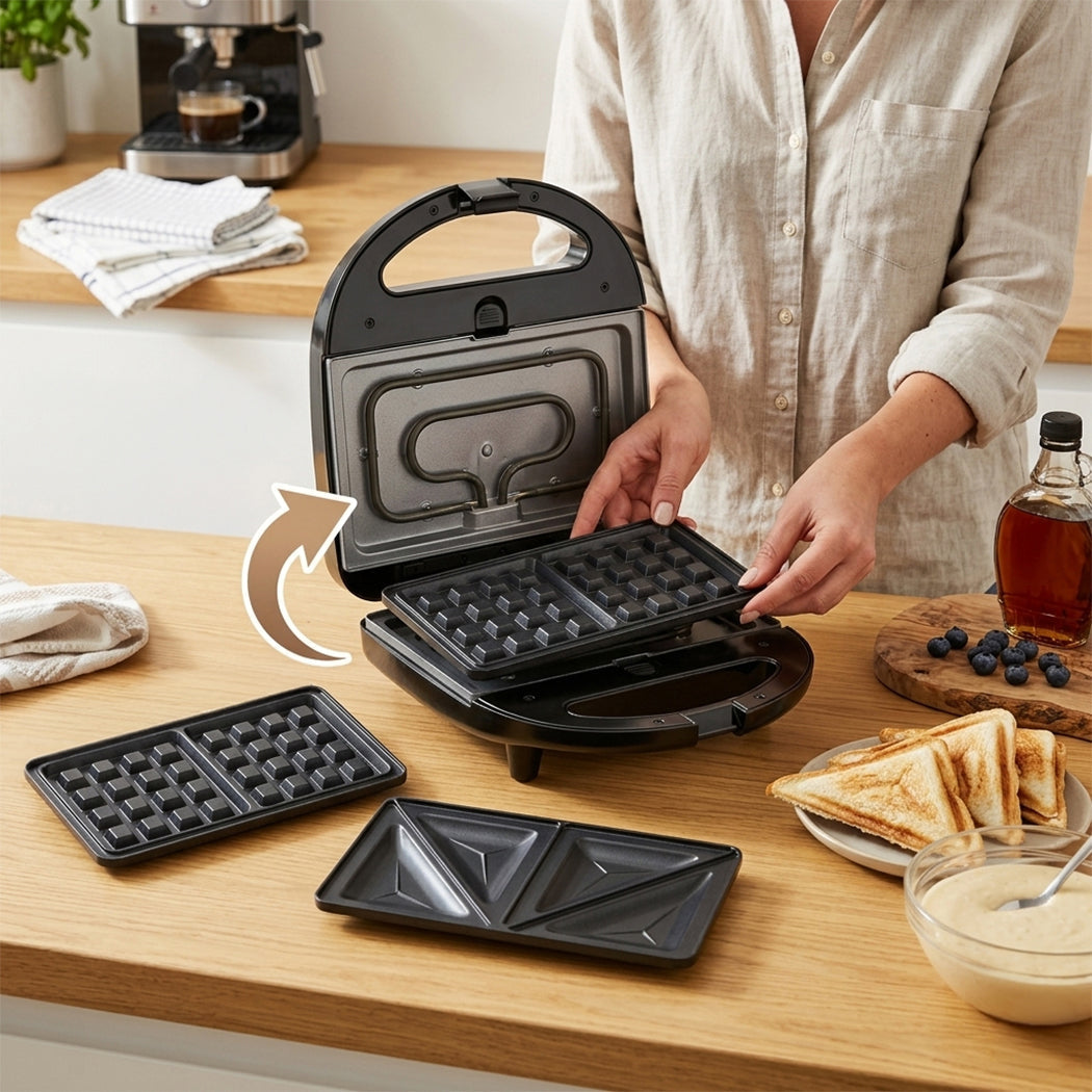 VerAroma Gaufrier, grill et appareil à croque-monsieur 3-en-1 avec plaques interchangeables - Simple Boutique