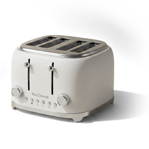 VerAroma Grille-pain 4 tranches en acier inoxydable, 6 niveaux de brunissage, blanc mat, 1500 W - Simple Boutique