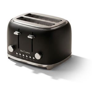 VerAroma Grille-pain 4 tranches en acier inoxydable, 6 niveaux de brunissage, noir mat, 1500 W - Simple Boutique