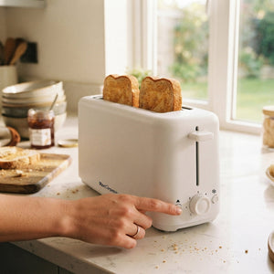 VerAroma Grille-pain compact et mince à fente longue, 2 tranches, blanc, 850 W - Simple Boutique