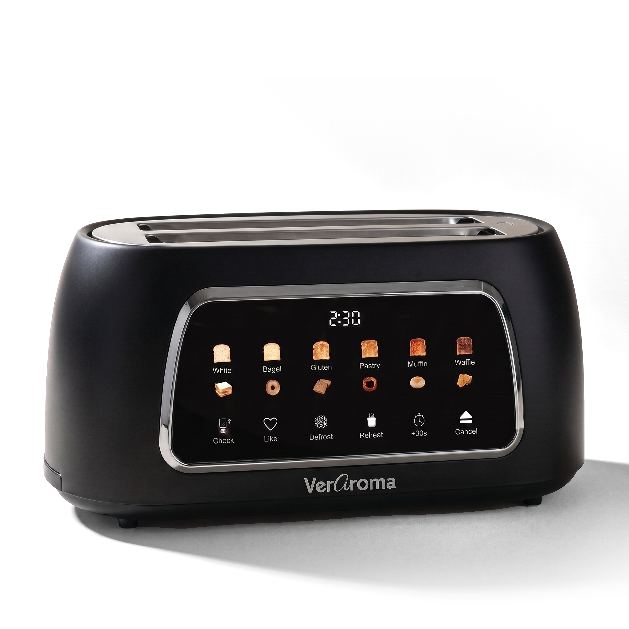 VerAroma Grille-pain intelligent motorisé à fente longue avec écran tactile numérique couleur et fonction mémoire, 4 tranches, noir - Simple Boutique