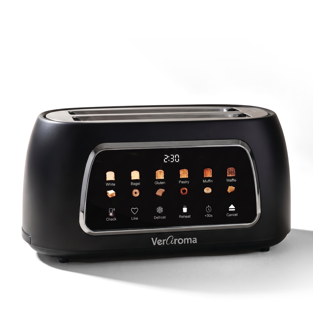 VerAroma Grille-pain intelligent motorisé à fente longue avec écran tactile numérique couleur et fonction mémoire, 4 tranches, noir - Simple Boutique