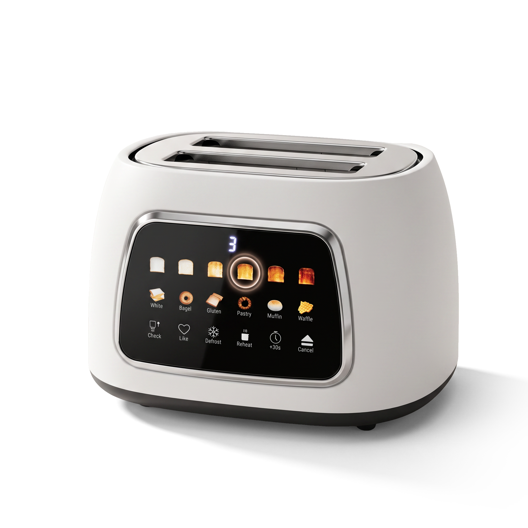 VerAroma Grille-pain intelligent motorisé à fentes larges avec écran tactile numérique couleur et fonction mémoire, 2 tranches, blanc - Simple Boutique