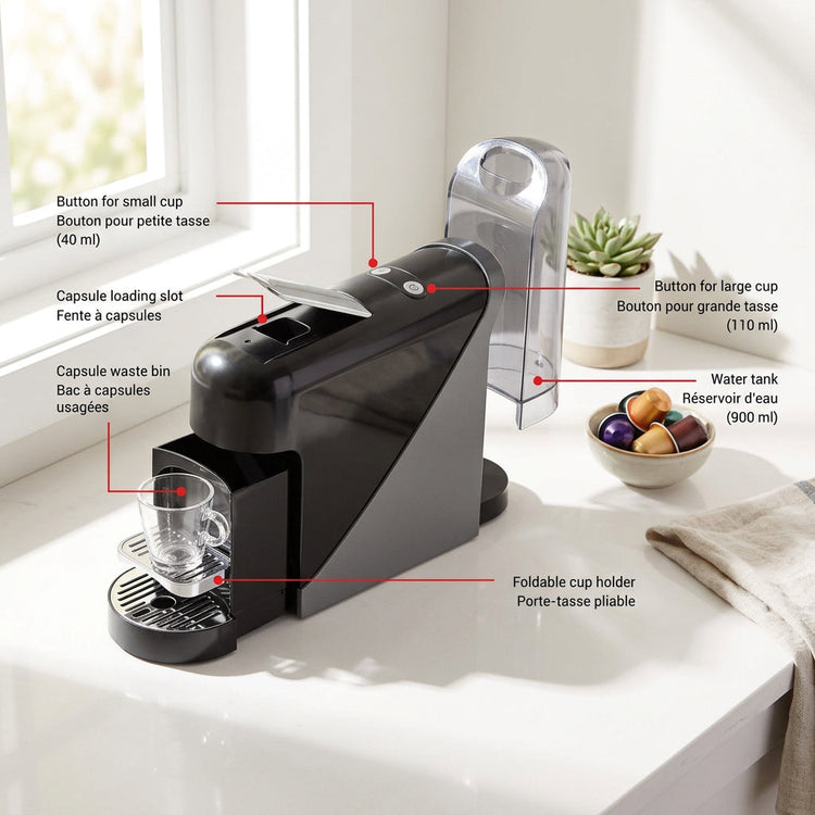 VerAroma Machine à expresso à capsules individuelle, réservoir de 900 ml, 19 bars - Simple Boutique