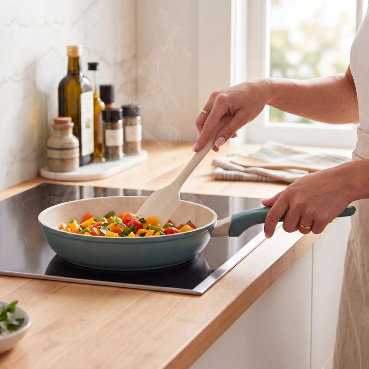 VerAroma Poêle à frire antiadhésive en aluminium moulé sous pression - 24 cm - Simple Boutique