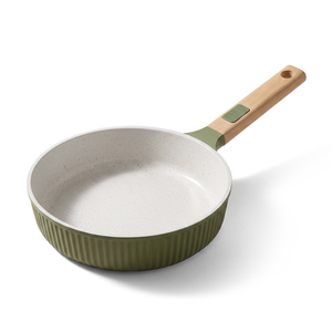 VerAroma Poêle ouverte en céramique cannelée en fonte, 24 cm - Simple Boutique