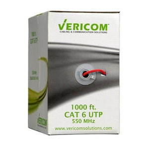 Vericom Câble Réseau Cat6 UTP Solide 550 MHz, CMR, Rouge, Bobine de 1000 pieds - Simple Boutique