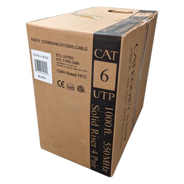 Vericom Câble Réseau Cat6 UTP Solide 550 MHz CMR en Vrac, Noir, Bobine de 1000 pi - Simple Boutique