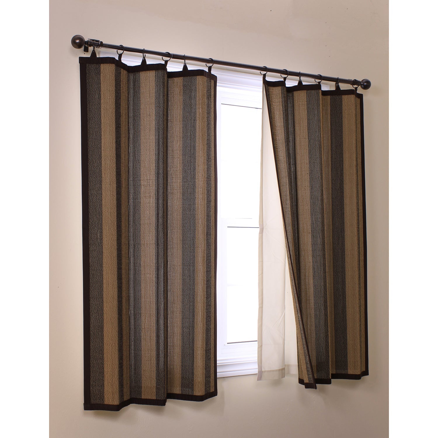 Versaille - Doublure Thermique Isolante Pour Panneau de Rideau Bamboo Ring Top, 38" x 80", Blanc Cassé - Simple Boutique