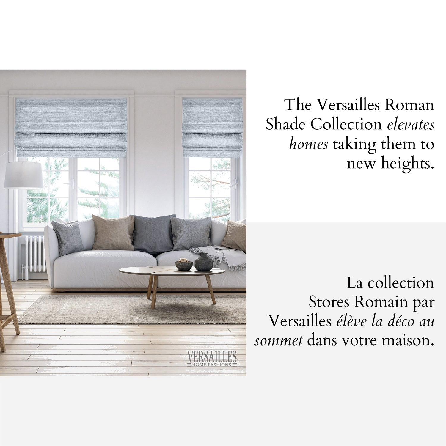 Versaille - Store Romain Sans Cordon, Collection Caesar, Tissu Assombrissant, Gris Pâle (Disponible en 7 Grandeurs) - Simple Boutique